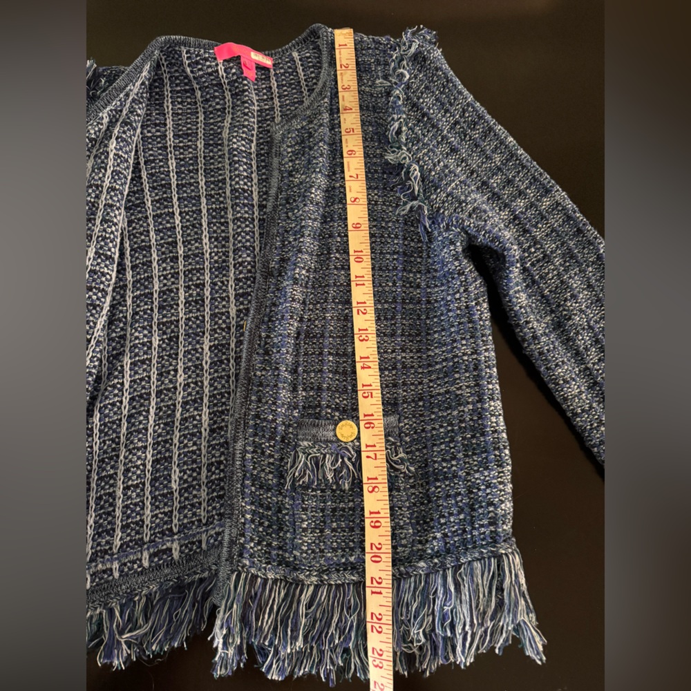 Lilly Pulitzer Simora Cardigan Oyster Bay Navy In Exotic Tweed Size Small - Picture 5 of 10